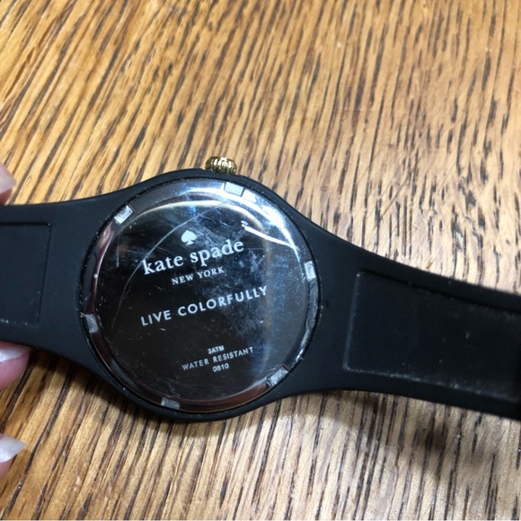 Kate Spade New York Live Colourfully -Black and white rubber band poka dot watch - Picture 8 of 9